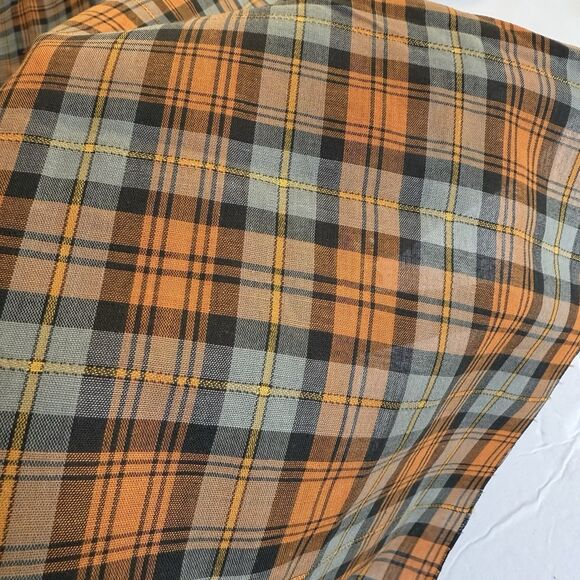 Vintage 1940-50s Orange Black Homespun Style Plaid Cotton Fabric 67 x 36"W - Picture 1 of 5